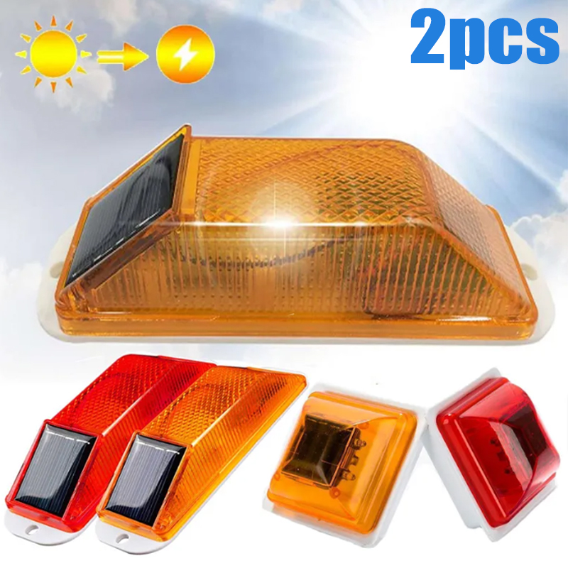 Solar Security Light - 2Pcs Solar Strobe Warning Light LED