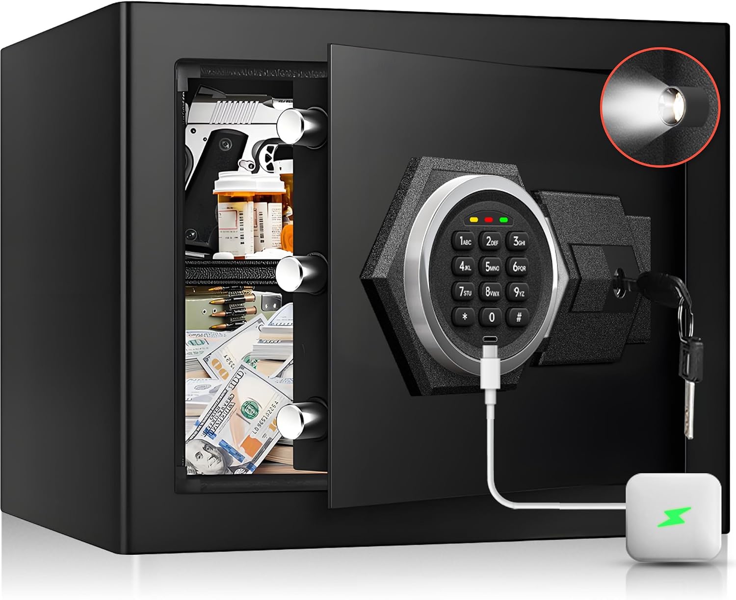 Home Security Key Box - Fireproof Home Safe Box- Steel Digital