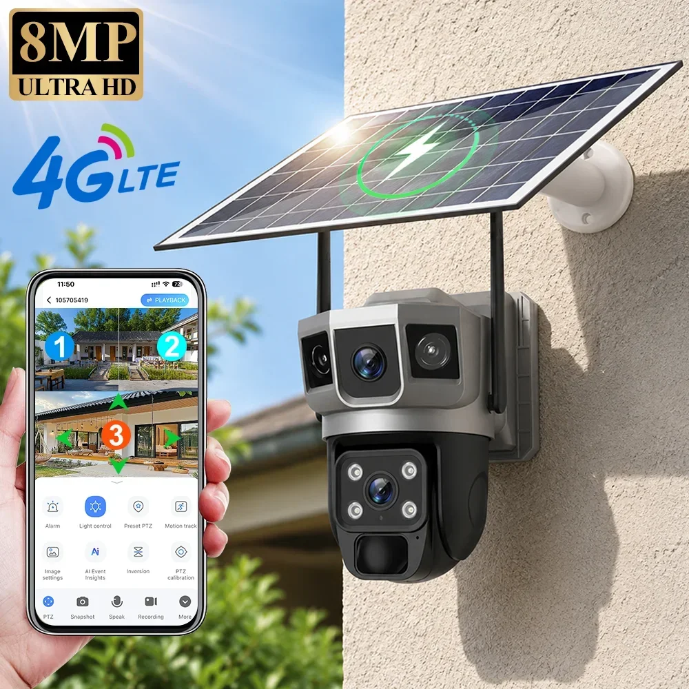 Home Security Packages - V380 4K 3 Screens 4G Camera