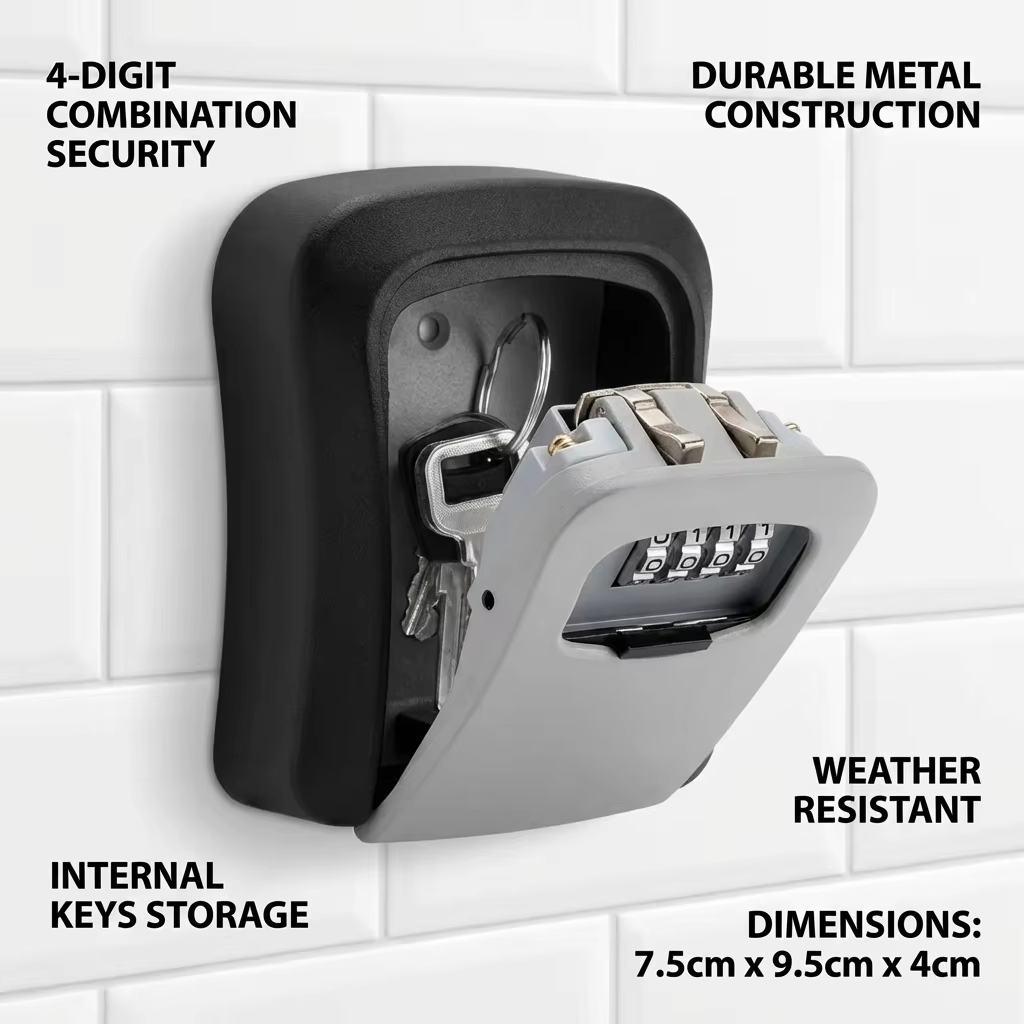 Wall Mount Key Lock Box 4 Digi - Home Security Key Box recension och pris